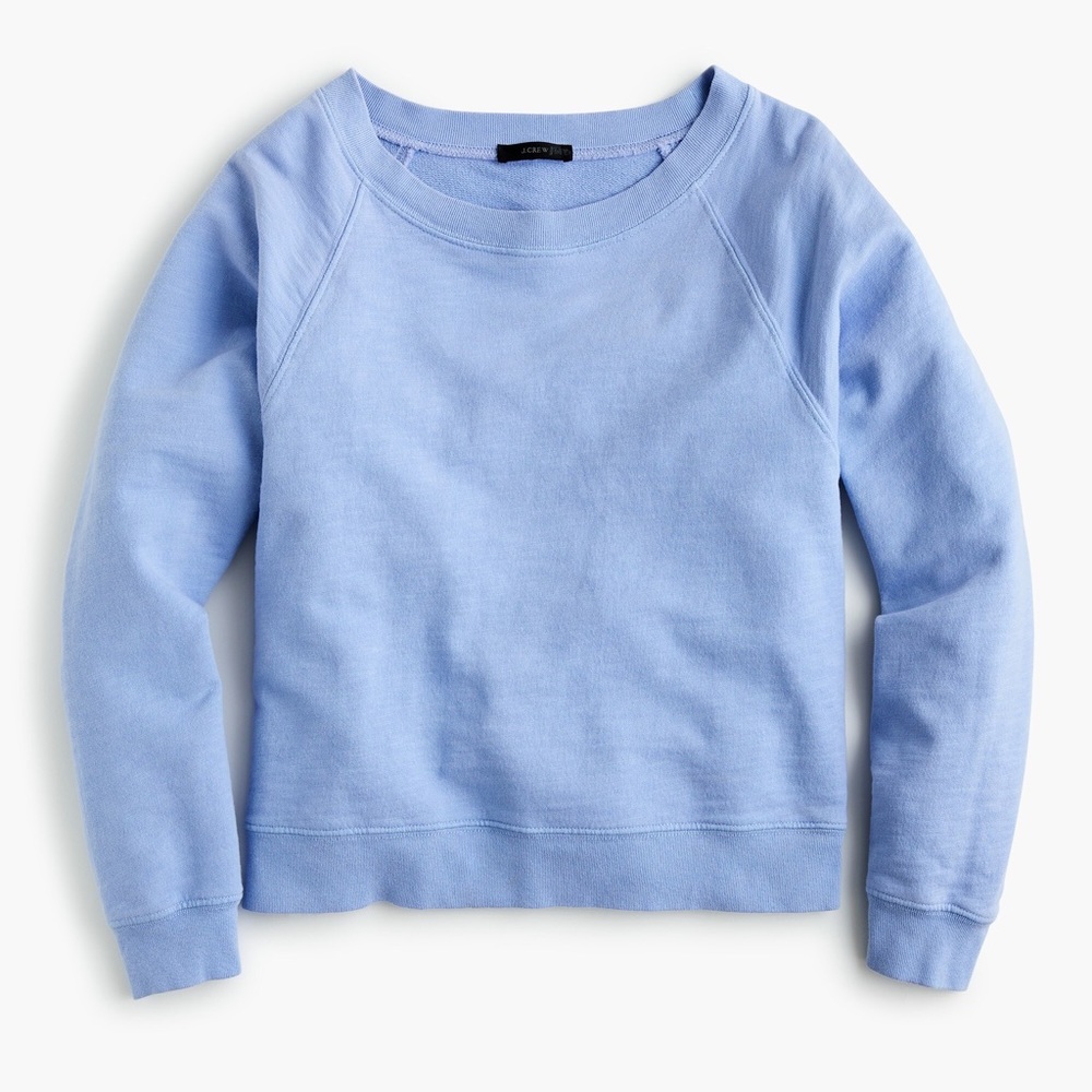 J. Crew Garment Dyed Crewneck Sweatshirt Cotton Periwinkle Blue Size Large